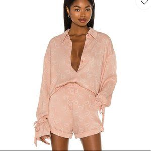 Revolve Camila Coelho Blush Long Sleeve Top and Shorts Matching Set